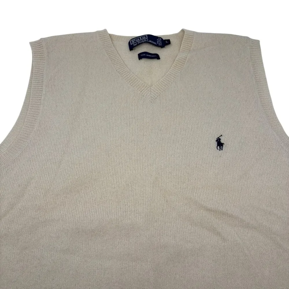 Polo Ralph Lauren Mens Large Beige 100% Lambswool Vest